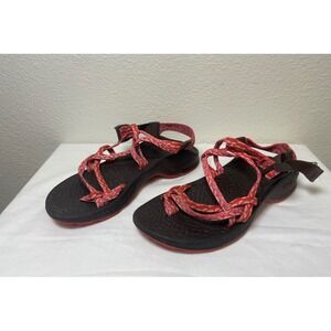 Chaco Z/Cloud 2 Sandals Womens 9 Brown Pink Orange Good Strappy Toe Loop Sporty